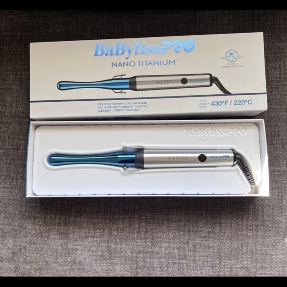 BaByliss Nano Titanium Curling Iron - Blue and Silver